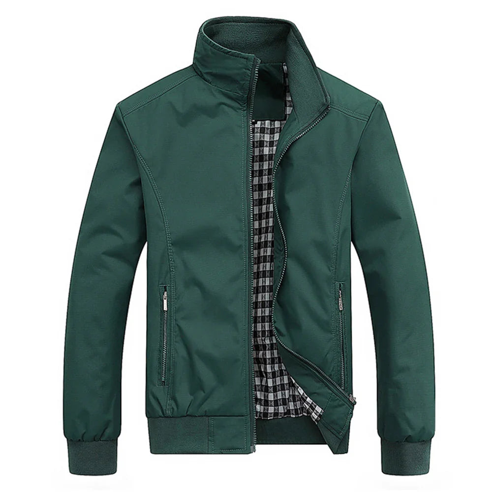 Men's Water-Repellent Windbreaker with Checked Lining