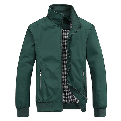 Men's Water-Repellent Windbreaker with Checked Lining