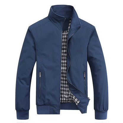 Men's Water-Repellent Windbreaker with Checked Lining