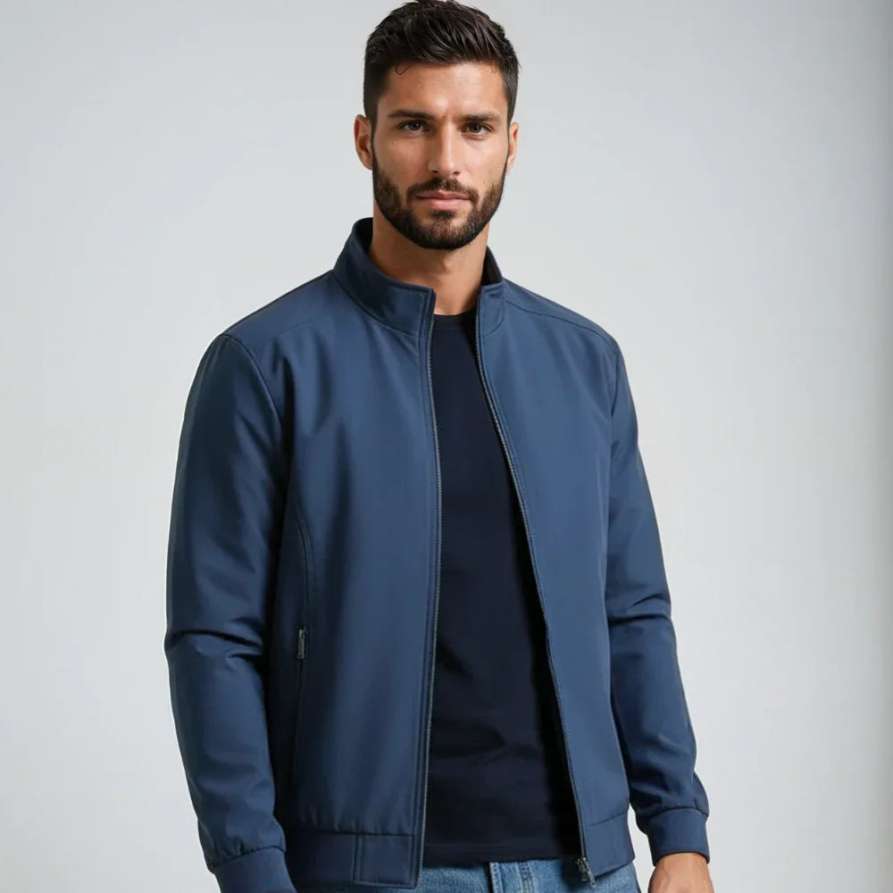 Men's Water-Repellent Windbreaker with Checked Lining