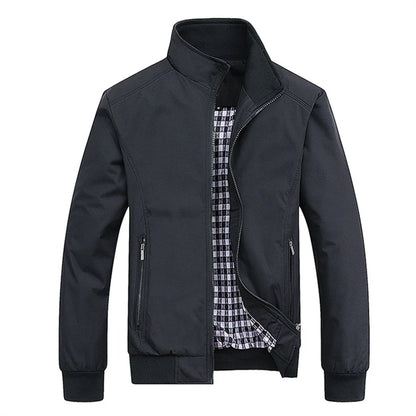 Men's Water-Repellent Windbreaker with Checked Lining