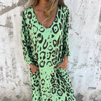Women's Leopard V-Neck Maxi Dress
