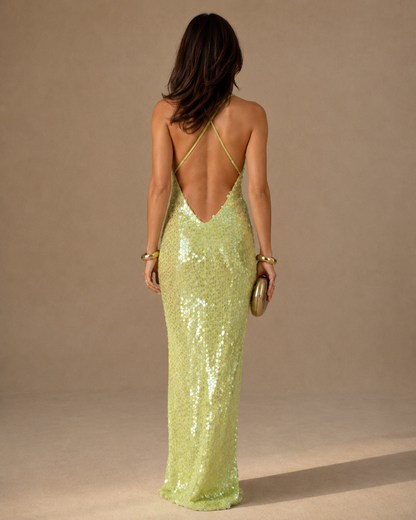 Women's Sequin Backless Maxi Cocktail Dress