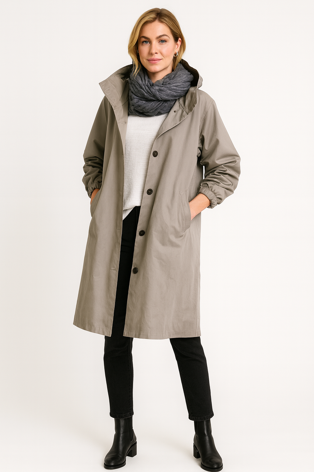 Women's Rain Jacket with Button Front