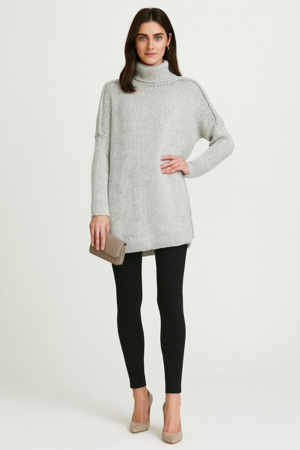 Women's Longline Jumper with Roll Neck