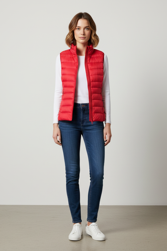 Women's Padded Gilet with Stand Collar