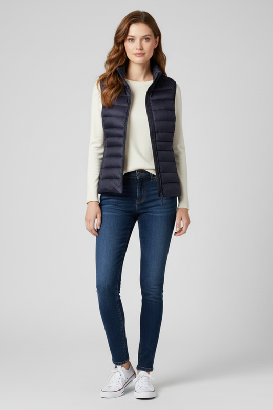 Women's Padded Gilet with Stand Collar