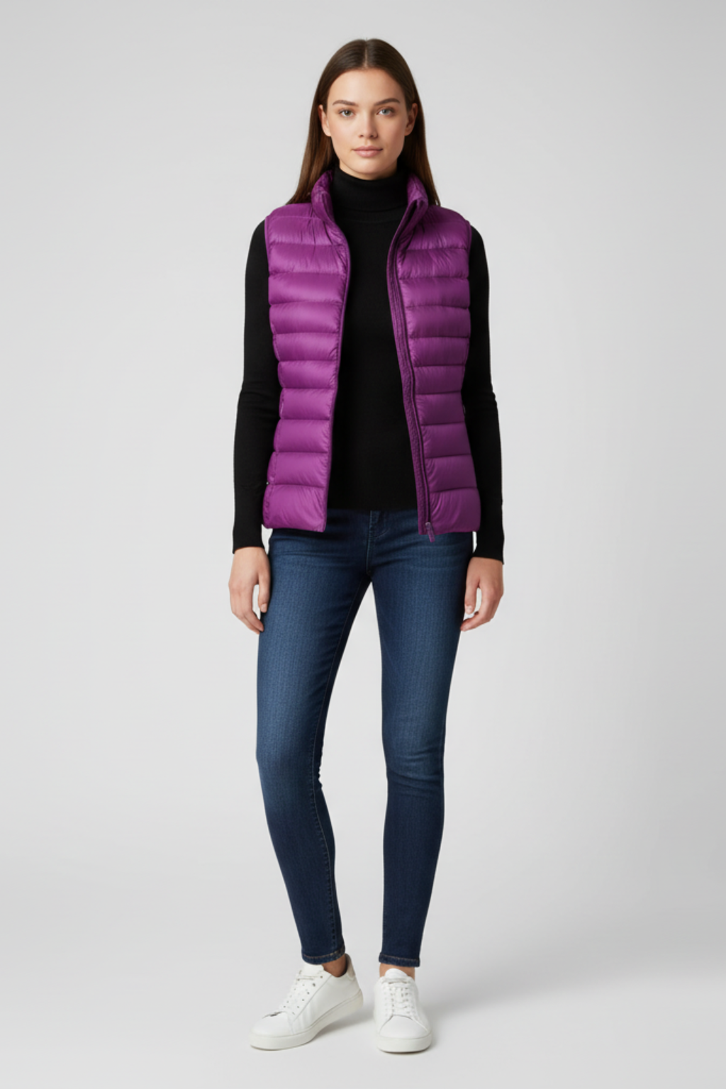 Women's Padded Gilet with Stand Collar