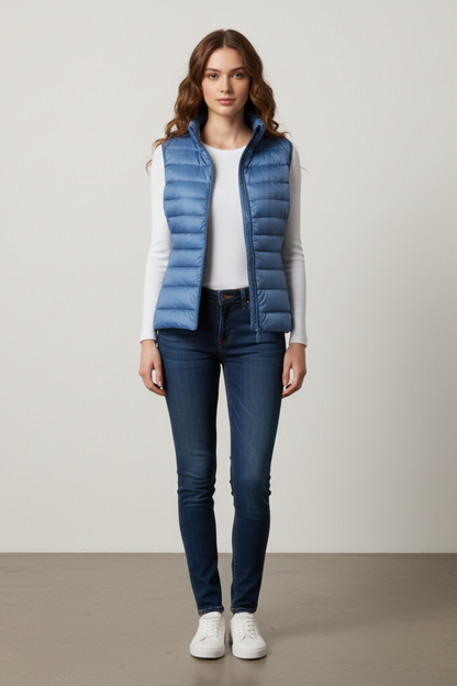 Women's Padded Gilet with Stand Collar