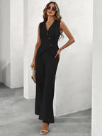 Women's Sleeveless Button-Front Maxi Jumpsuit-4