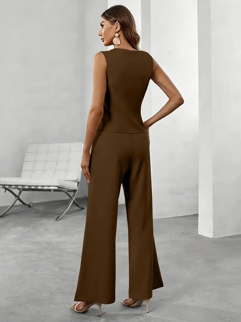 Women's Sleeveless Button-Front Maxi Jumpsuit-6