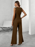 Women's Sleeveless Button-Front Maxi Jumpsuit-6