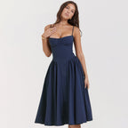 Women's Corset Midi Dress With Adjustable Straps