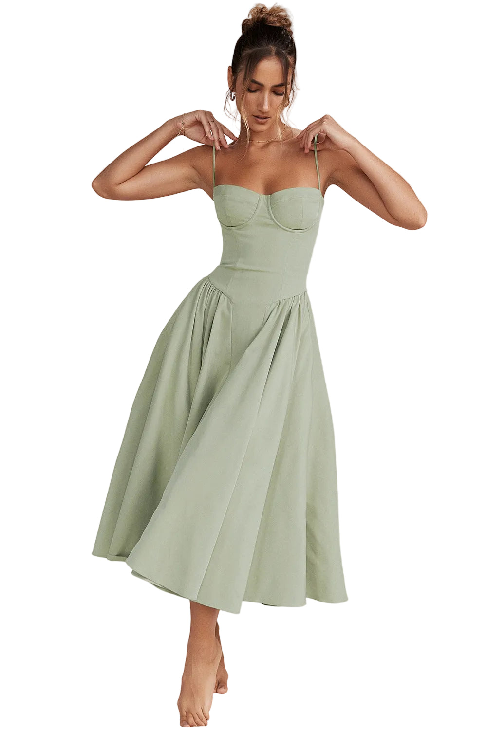 Women's Corset Midi Dress With Adjustable Straps