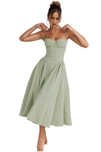 Women's Corset Midi Dress With Adjustable Straps