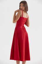 Women's Floral Bustier Corset Midi Dress-5