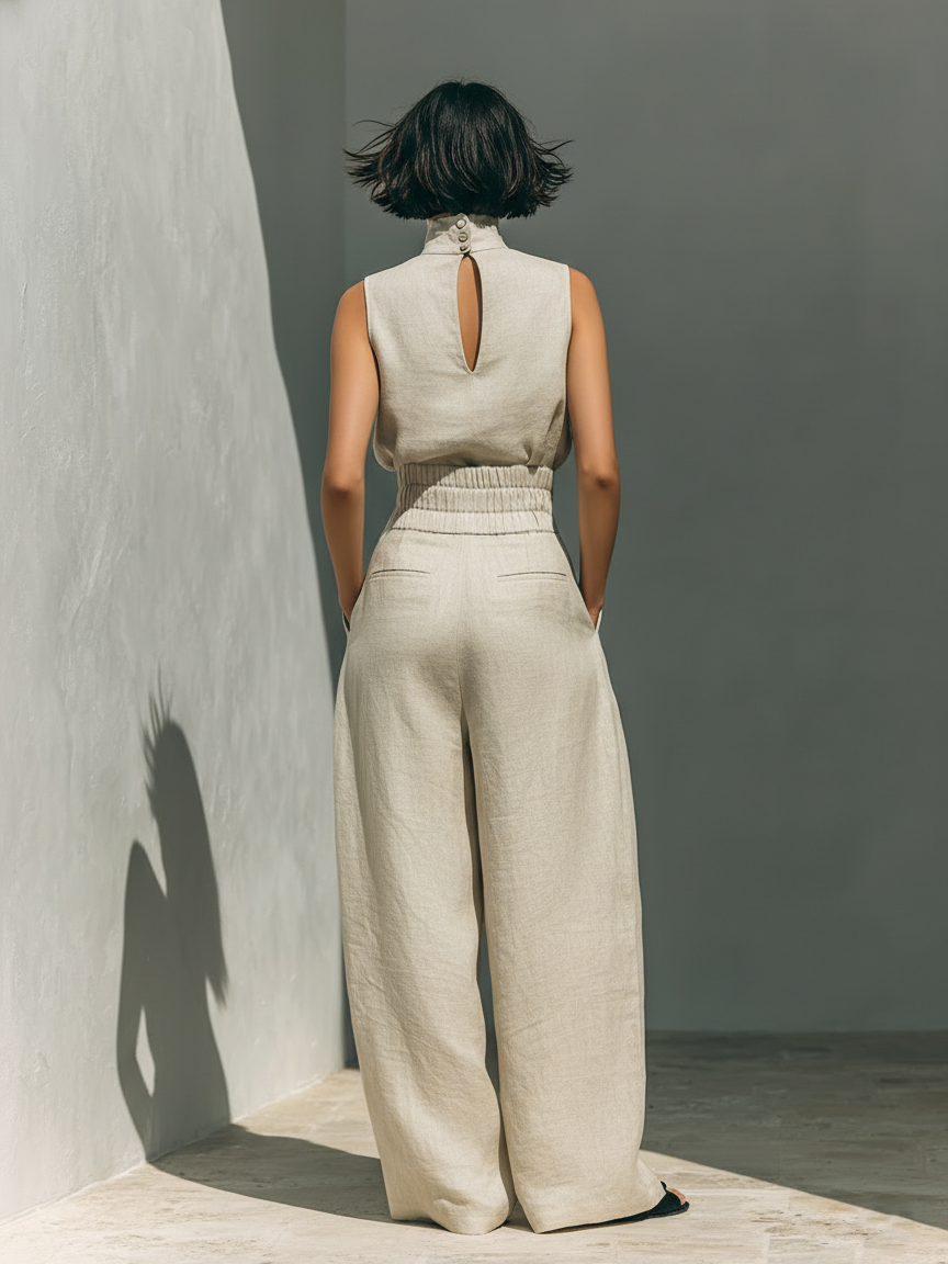 Women's Sleeveless Turtleneck Maxi Dress-2