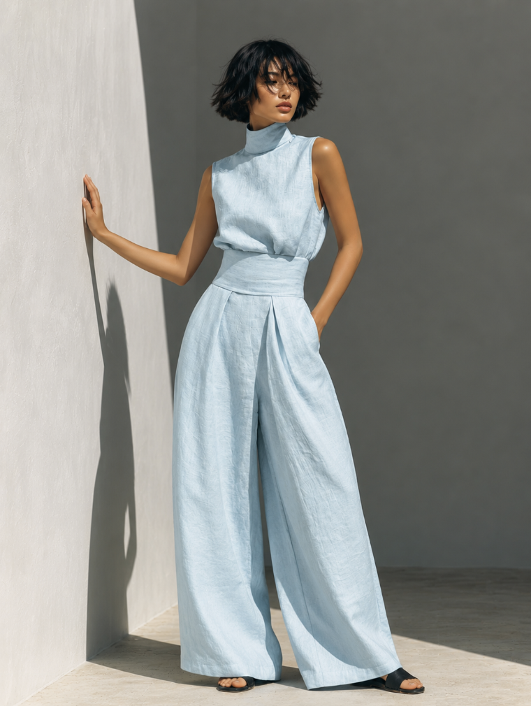 Women's Sleeveless Turtleneck Maxi Set