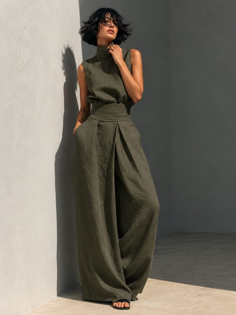 Women's Sleeveless Turtleneck Maxi Set