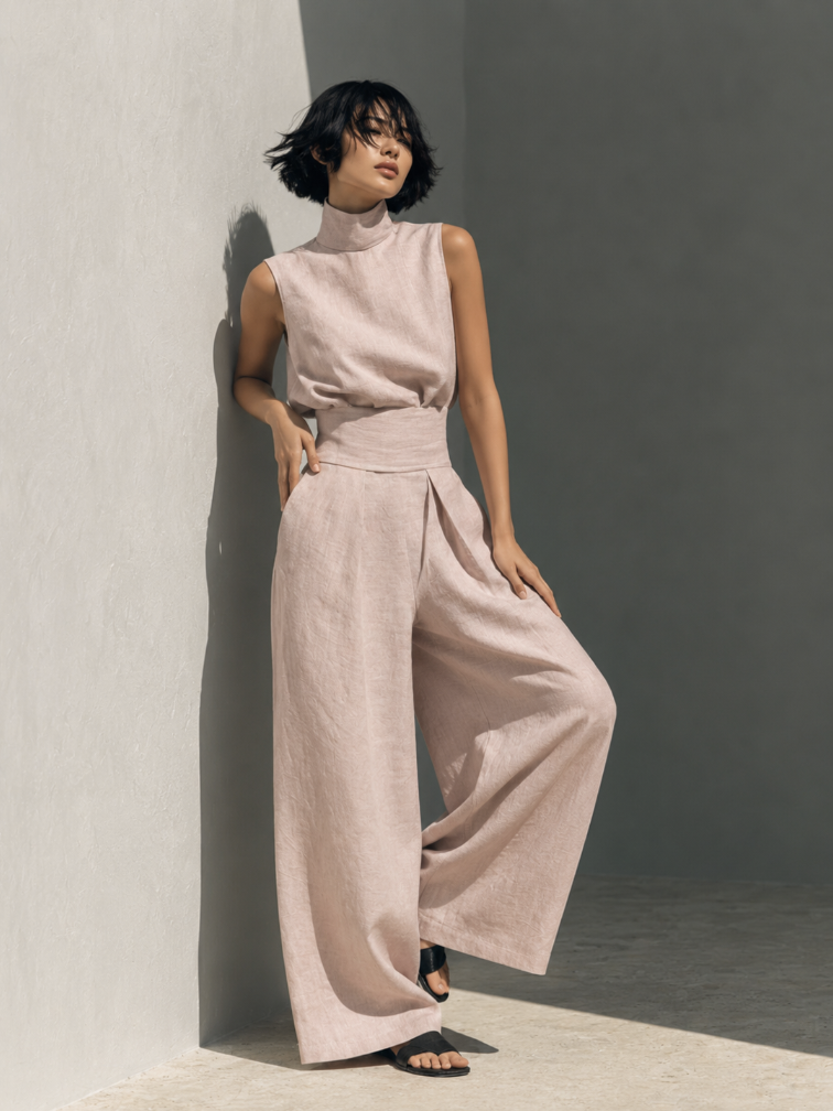 Women's Sleeveless Turtleneck Maxi Set