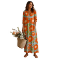 Women's Long Sleeve Maxi Dress With Flower Print