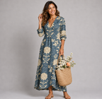 Women's Long Sleeve Maxi Dress With V-Neck