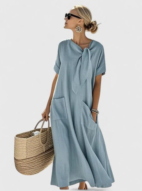 Women's Fitted Dress with Draped Bodice