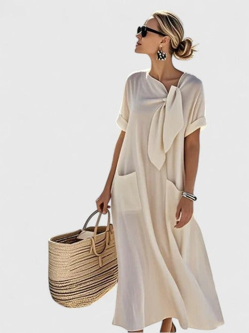Women's Fitted Dress with Draped Bodice