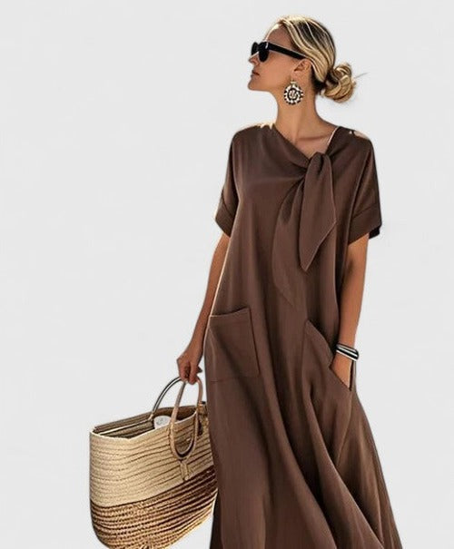 Women's Fitted Dress with Draped Bodice