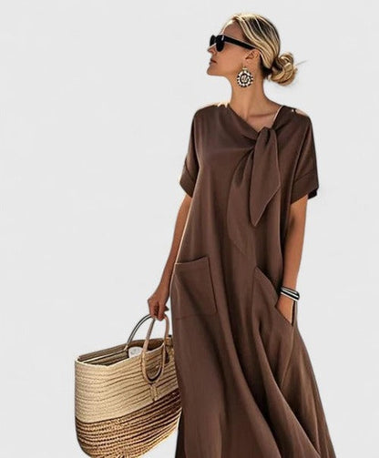 Women's Fitted Dress with Draped Bodice