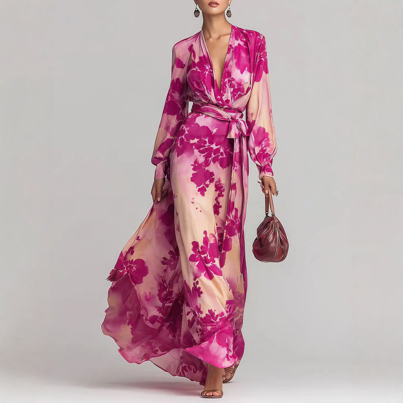 Aurora Sinclair | Floral Chiffon Maxi Dress For Women-4