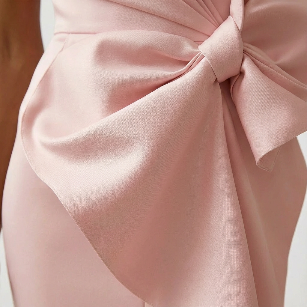 Women's Fitted Midi Dress with Waist Bow