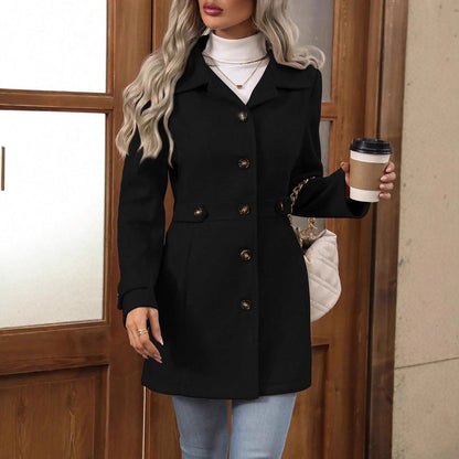 Women's Belted Trench Coat with Notch Lapels
