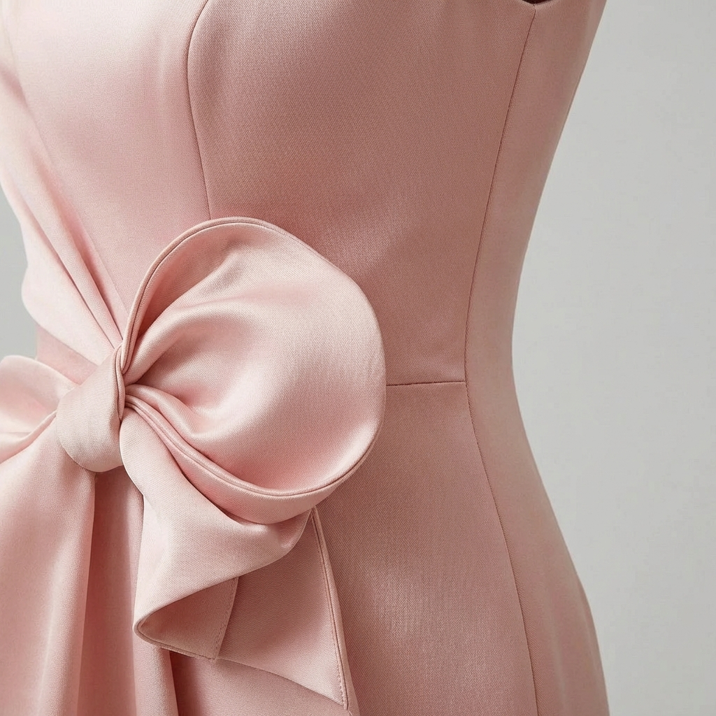 Women's Fitted Midi Dress with Waist Bow