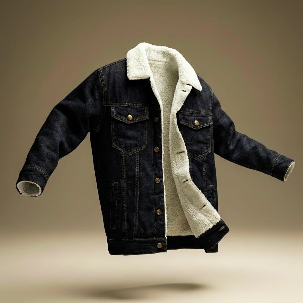 Men's Denim Jacket with Shearling Collar