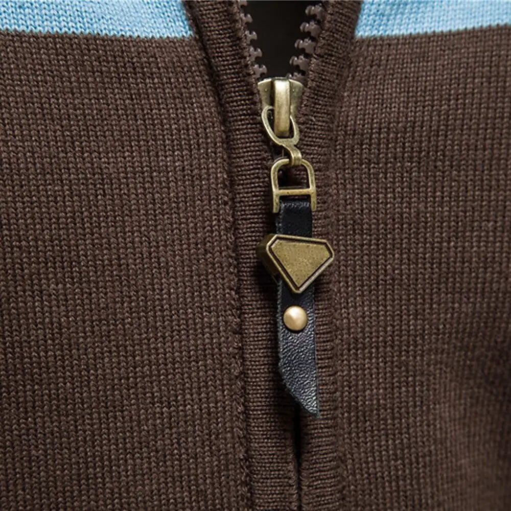 Women's Colour-Block Zip-Through Knit Cardigan