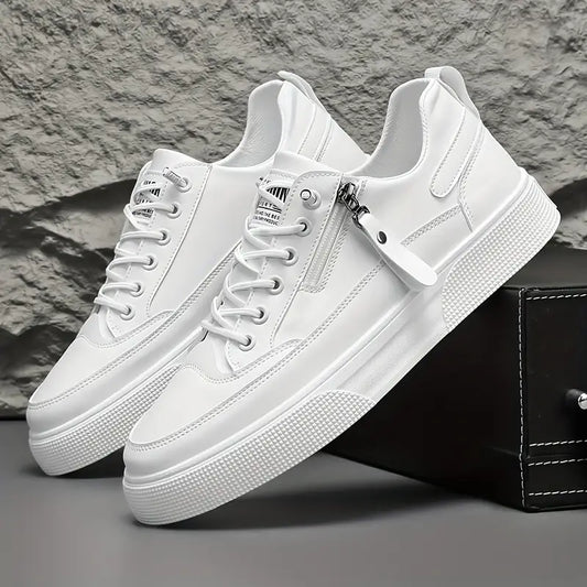 Men's Leather Trainers with Side Zip