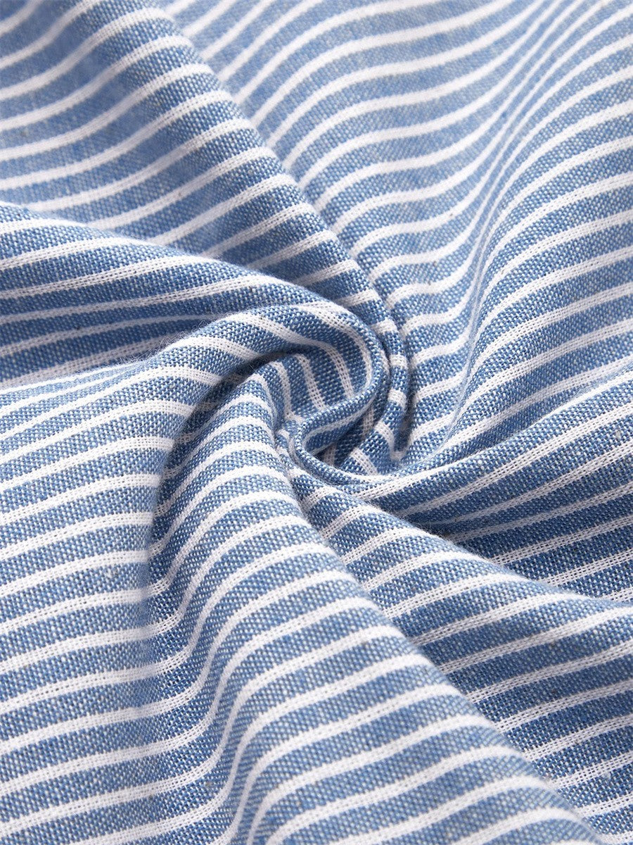 Women's Striped Midi Dress with Short Sleeves
