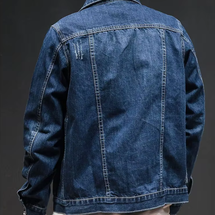 Men's Denim Jacket with Multiple Pockets