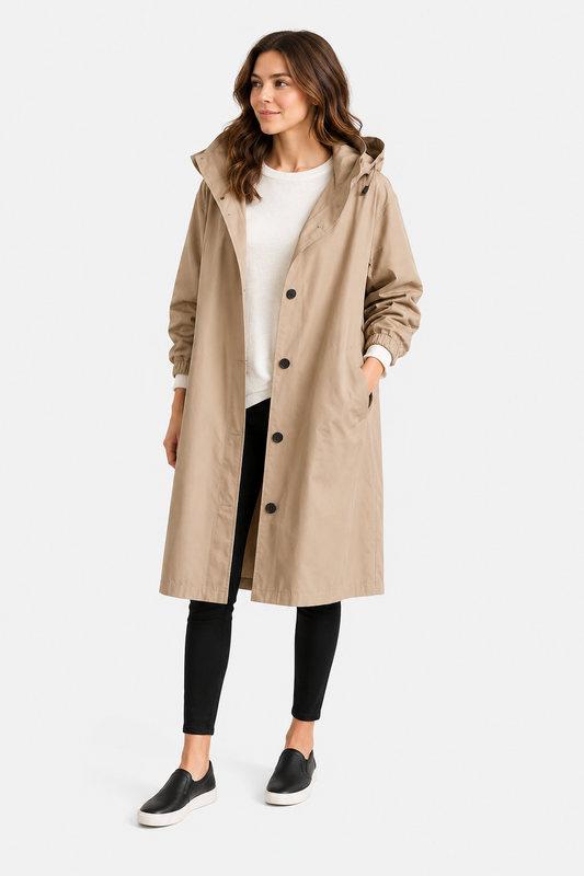 Women's Ezra Hooded Trench Coat – Beige