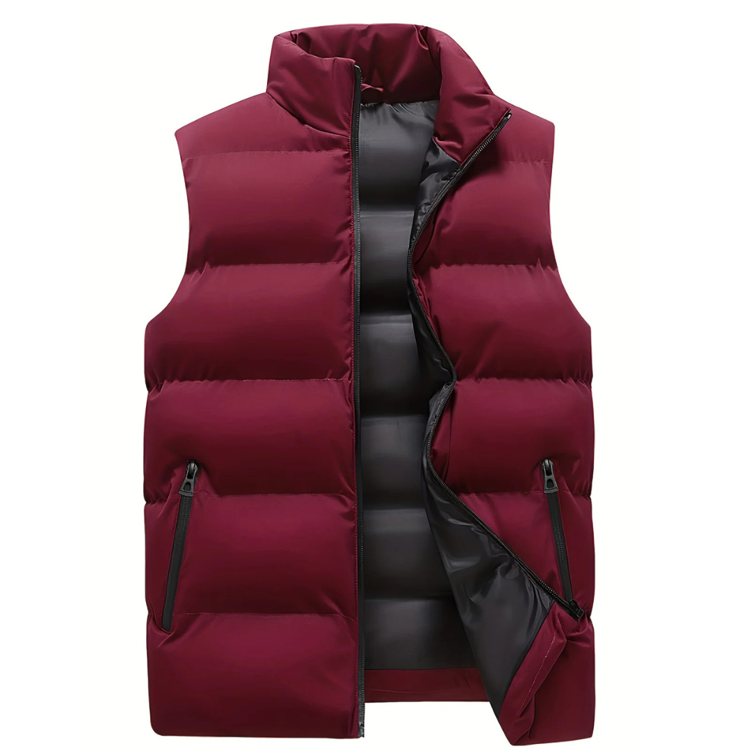 Men's Padded Gilet with Stand Collar