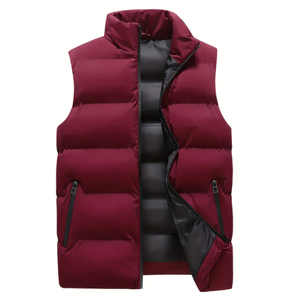 Men's Padded Gilet with Stand Collar