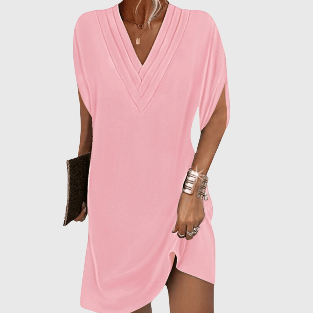Women's Draped Dress with Gathered Waist