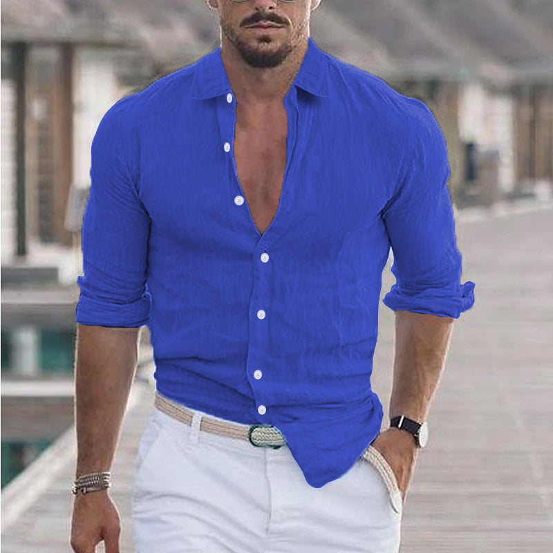 Men's Shirt with Classic Collar and Long Sleeves