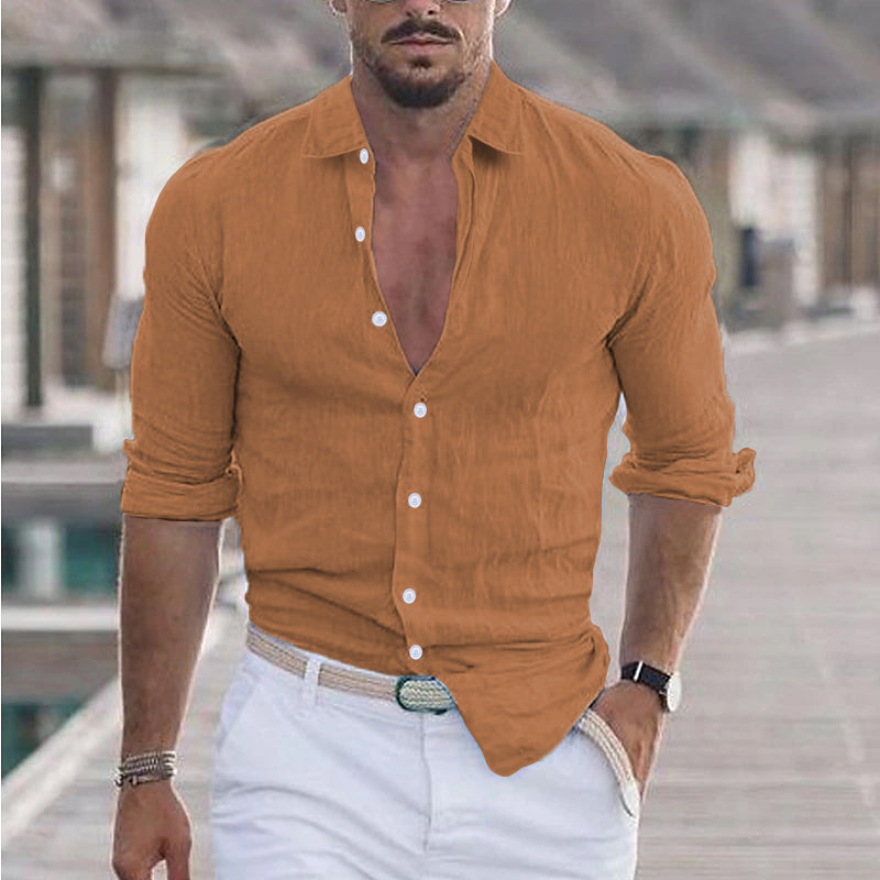 Men's Shirt with Classic Collar and Long Sleeves