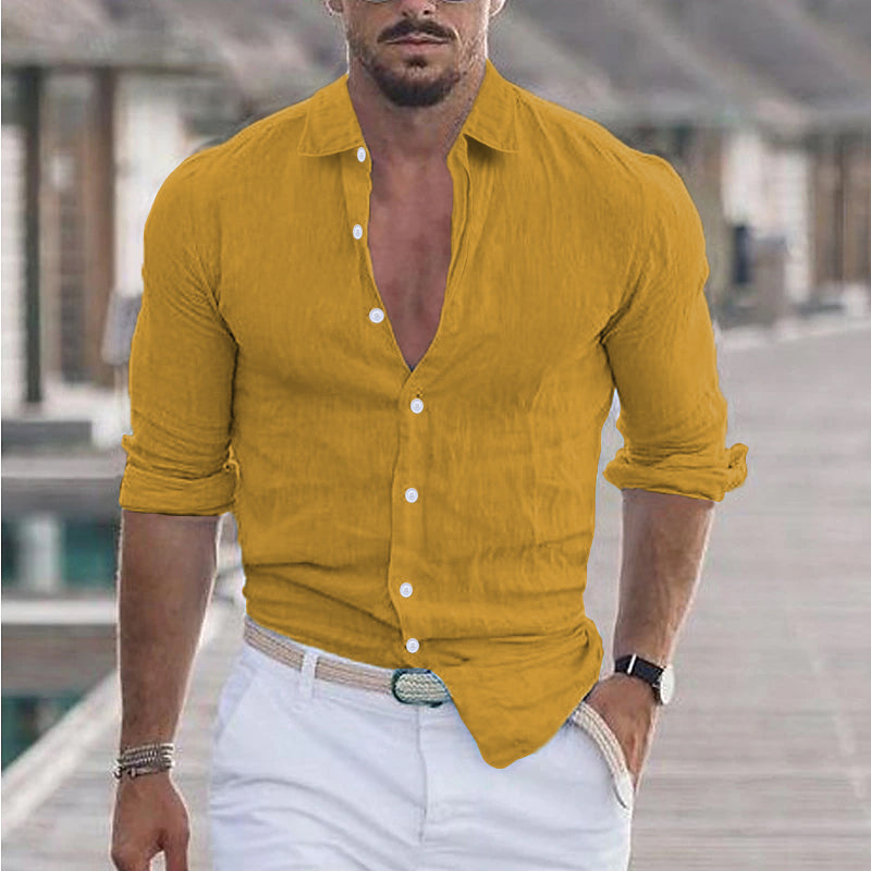 Men's Shirt with Classic Collar and Long Sleeves