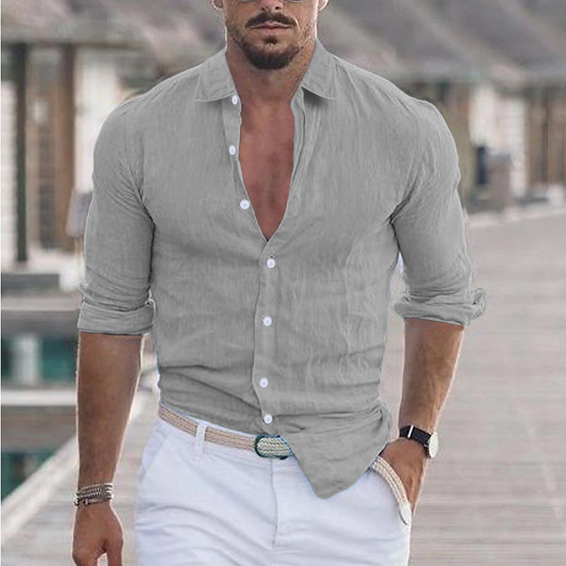 Men's Shirt with Classic Collar and Long Sleeves