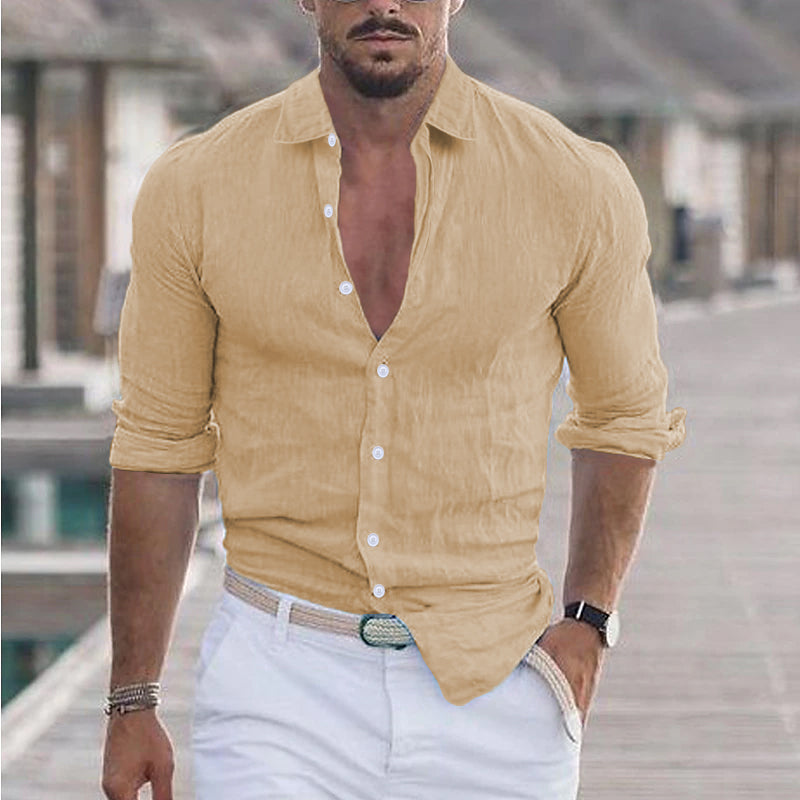 Men's Shirt with Classic Collar and Long Sleeves