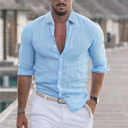 Men's Shirt with Classic Collar and Long Sleeves