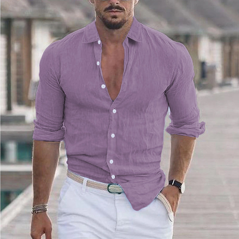 Men's Shirt with Classic Collar and Long Sleeves